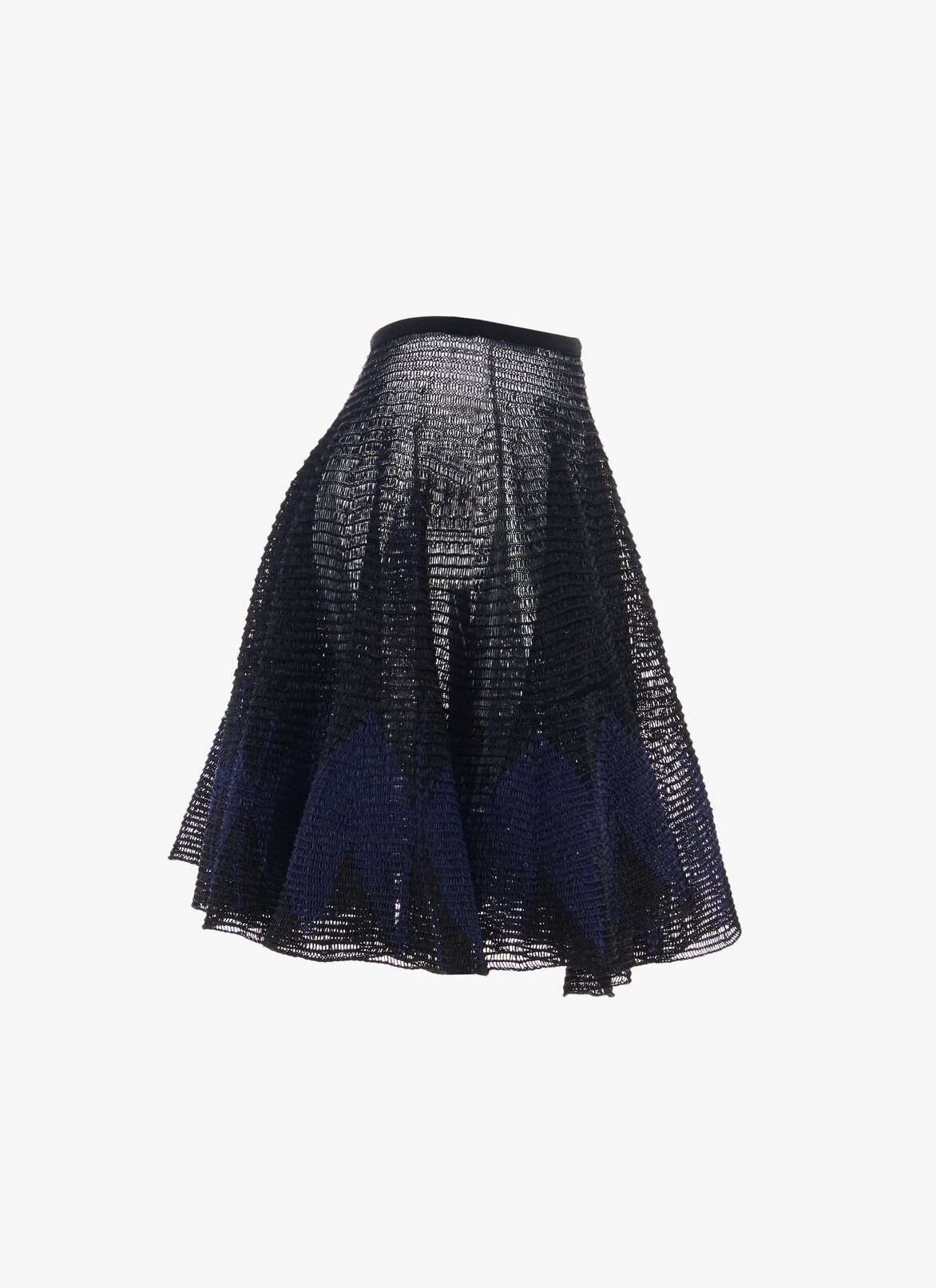Flared Raffia-Effect Skirt ALAÏA BLACK/BLUE FLARED RAFFIA-EFFECT SKIRT